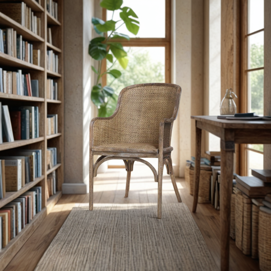 French Wicker Carver Chair