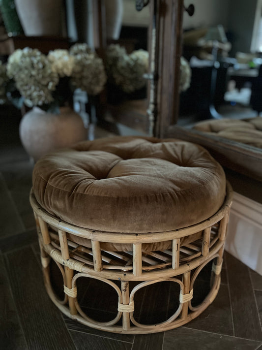 Velvet Bamboo Pouffe - Brown