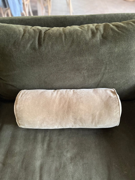 Olive Velvet Bolster Cushion