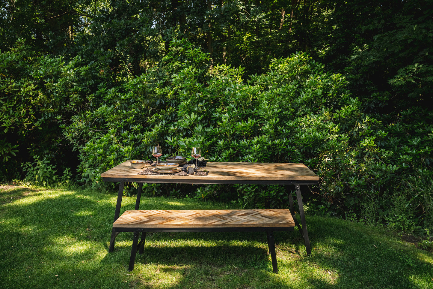 Herringbone Foldable Bench - Natural 110cm