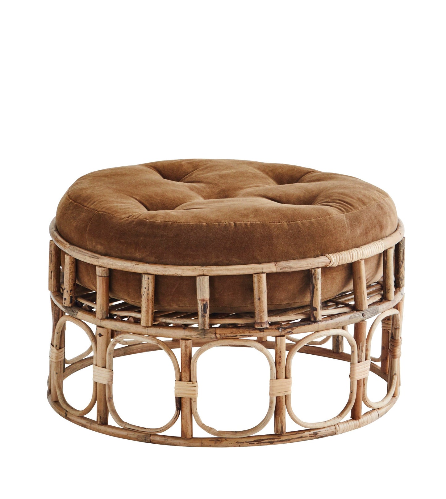 Velvet Bamboo Pouffe - Brown