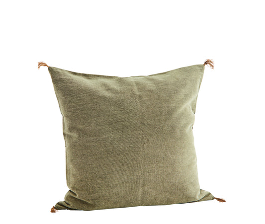 Olive Tassel Cushion Cover